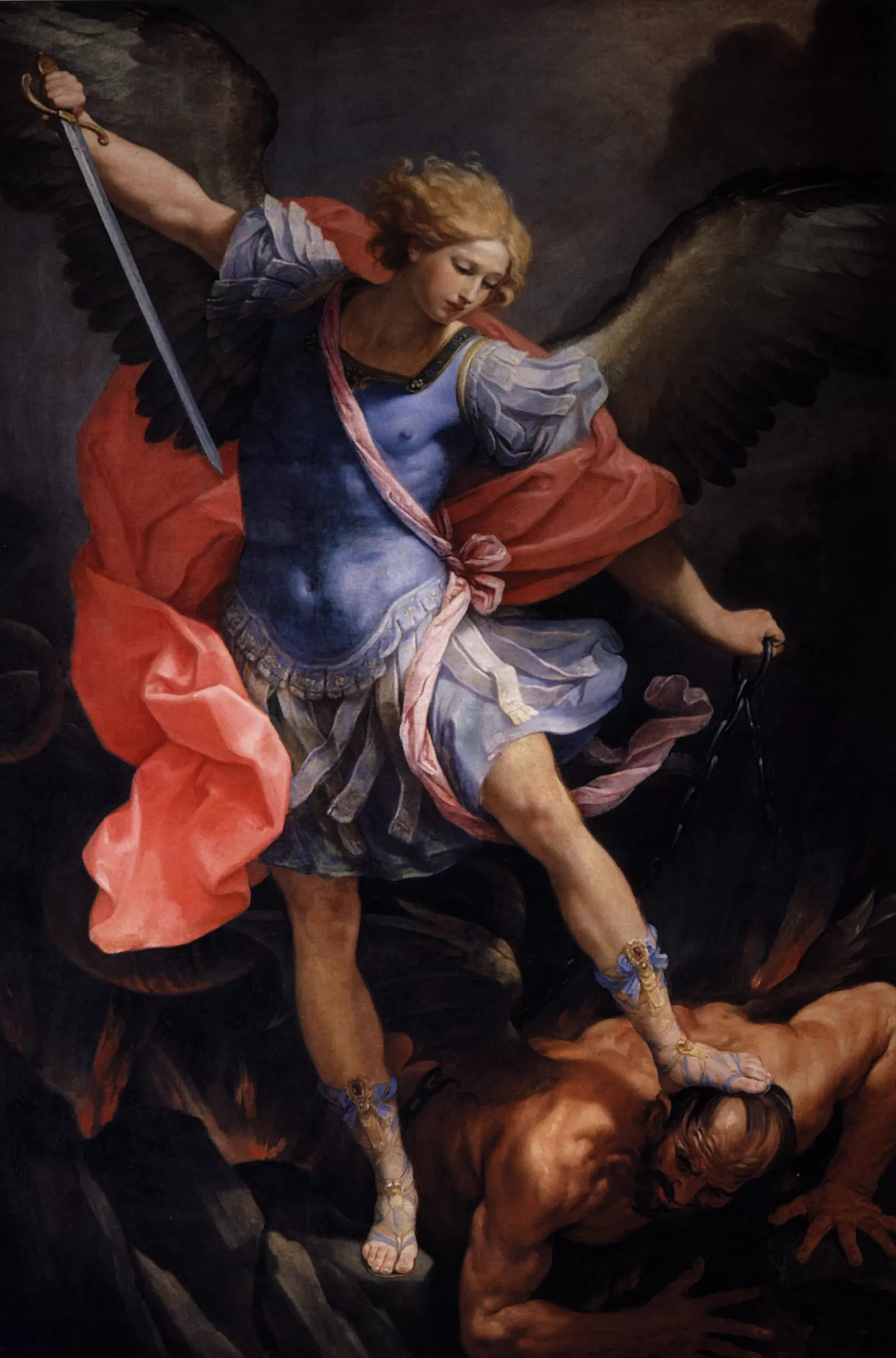 Tổng lãnh thiên thần Michael đánh bại Satan. Guido Reni (1630-1635).