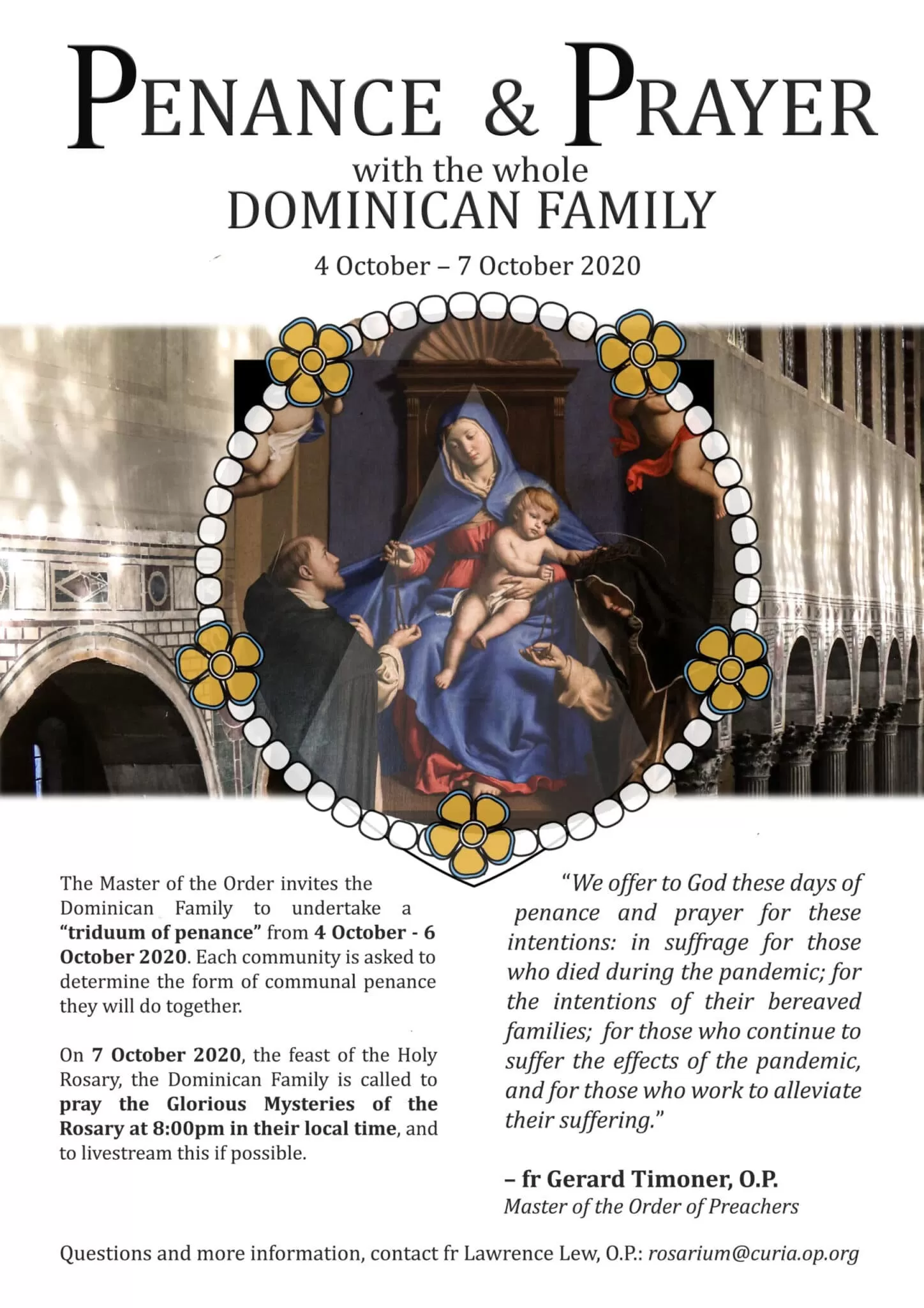 Rosary with the Dominicans - LIVESTREAM on October 7th at 8PM