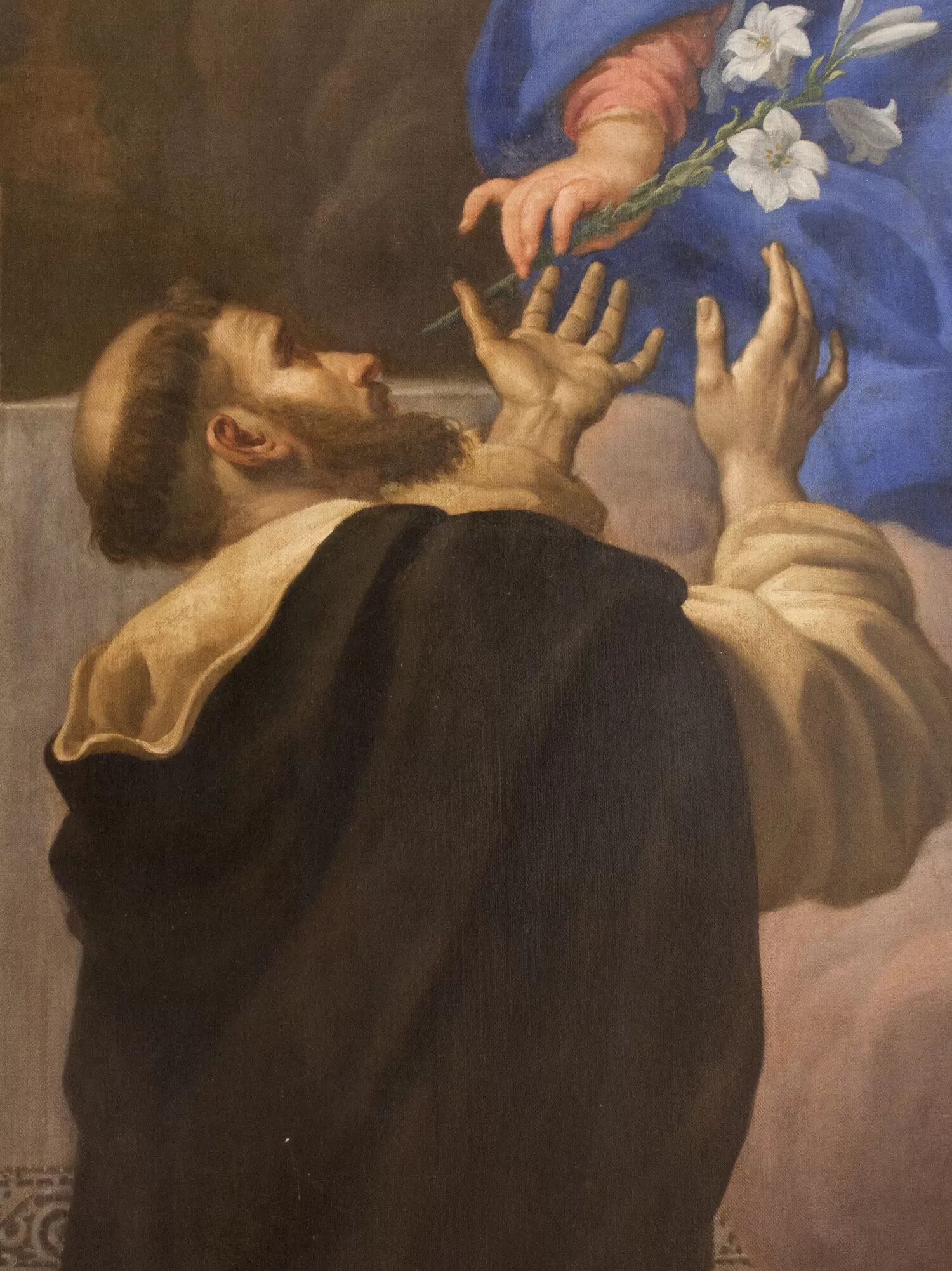 Saint Dominic Receives Lily From BVM.7833d4ed.f6e07381.webP