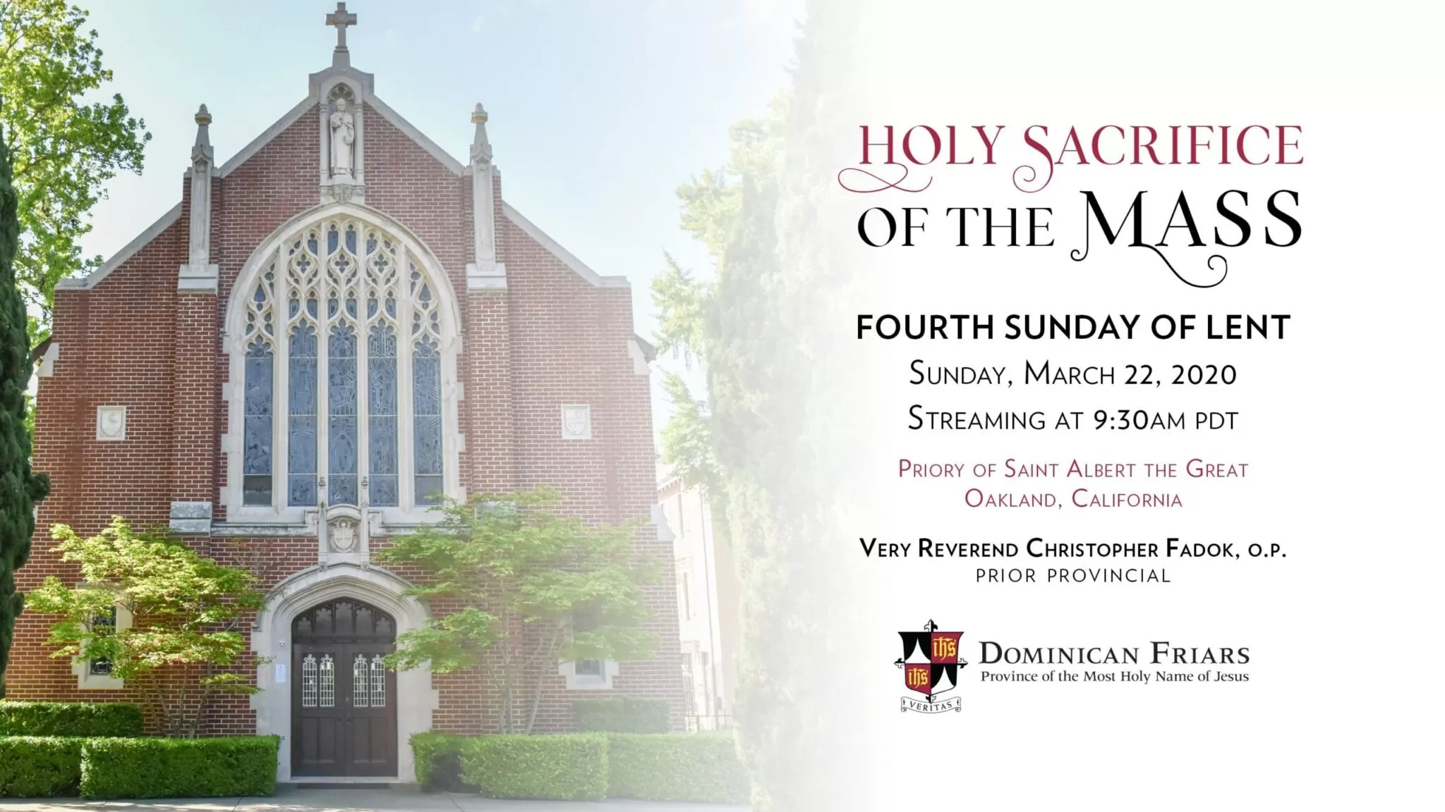 SUNDAY MASS LIVESTREAM: March 22, 9:30am PDT