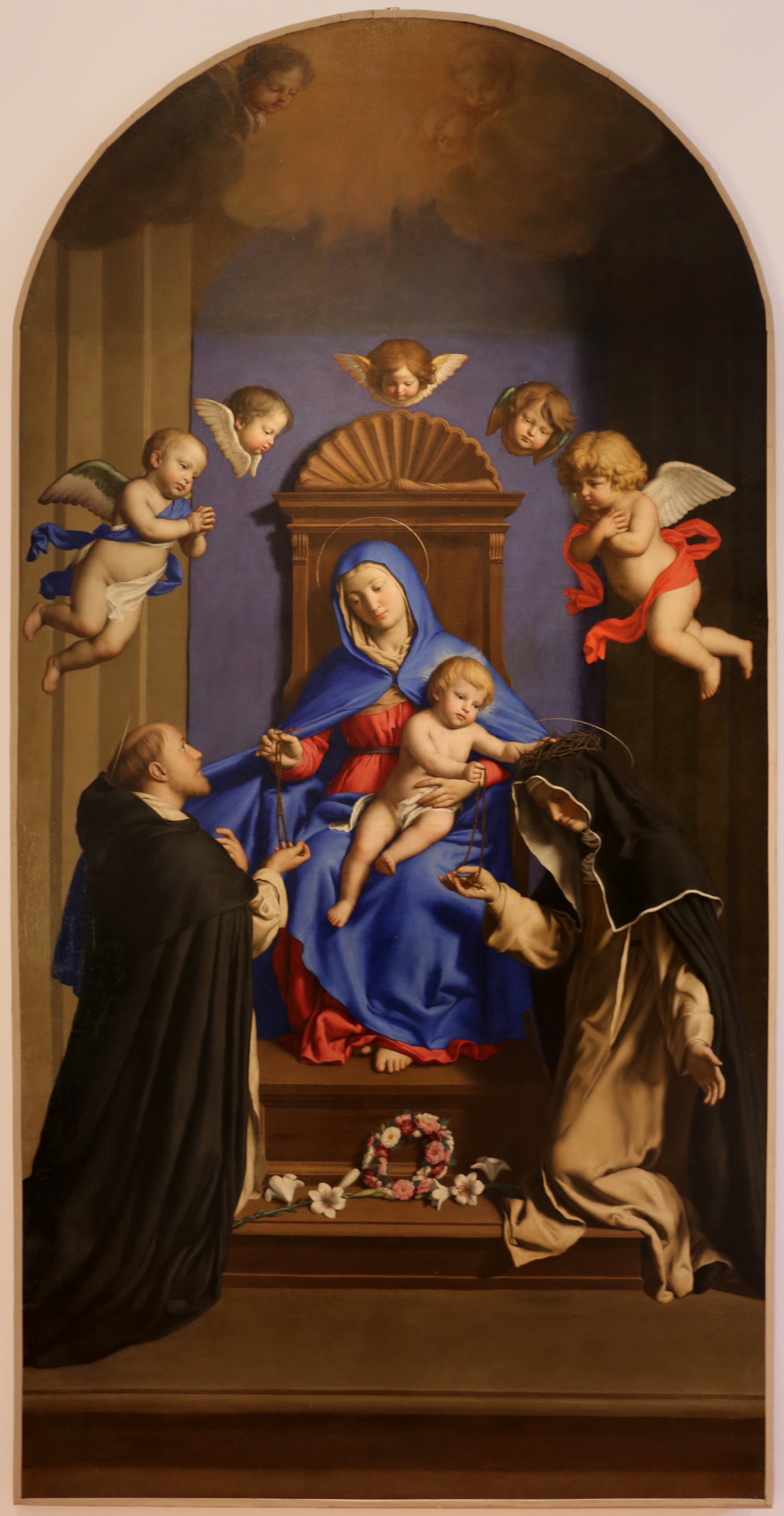 Madonna del rosario con bambino Gesù, angeli e santi, Si…